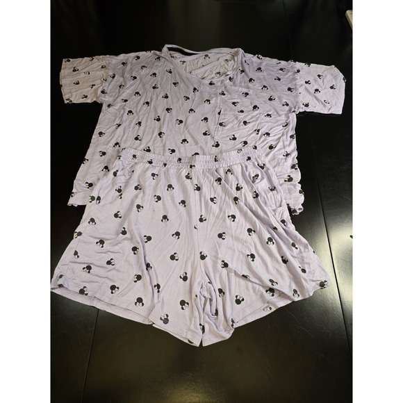 Disney Other - Disney Costco Minnie Mouse Pajama Set Womens M Purple Rayon Soft PJ Top & Shorts